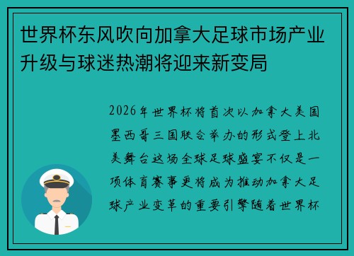 世界杯东风吹向加拿大足球市场产业升级与球迷热潮将迎来新变局